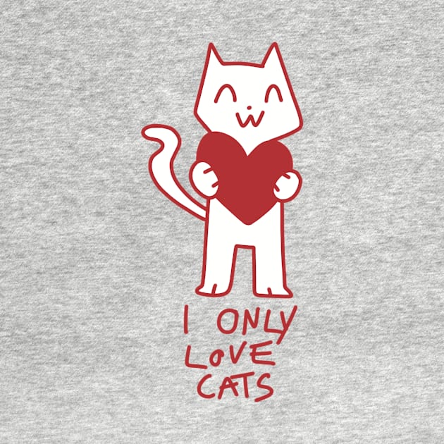 I only love cats cute illustration red by maoudraw